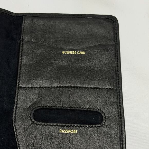 Winn International Lamb Leather Passport Travel Wallet Boarding Pass Black - Picture 8 of 11